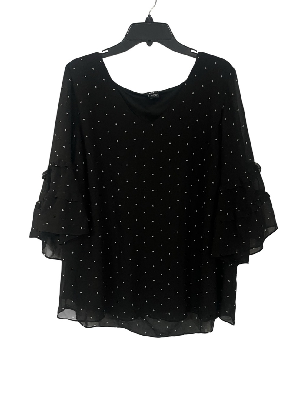torrid Black Polka Dot V-Neck Blouse